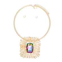 Load image into Gallery viewer, Necklace Pink Green Rectangle Pendant for Women
