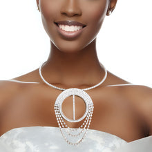 Load image into Gallery viewer, Necklace Silver Pave Draped Pendant Set for Women
