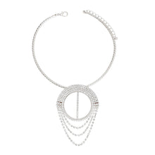 Load image into Gallery viewer, Necklace Silver Pave Draped Pendant Set for Women
