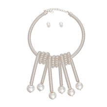 Load image into Gallery viewer, Necklace Silver Spiral Pearl Statement Set Women

