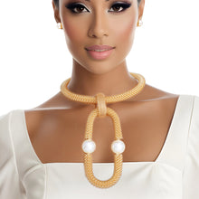 Load image into Gallery viewer, Necklace Gold Woven Mesh Rigid Collar for Women
