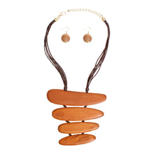 Load image into Gallery viewer, Necklace Brown Wood Stacked Set for Women
