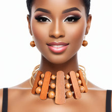Load image into Gallery viewer, Necklace Brown Wood Choker Set for Women
