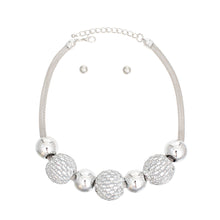Load image into Gallery viewer, Necklace Silver Disco Ball Bead Set for Women
