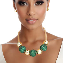 Load image into Gallery viewer, Necklace Green Disco Ball Bead Set for Women
