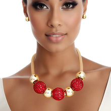 Load image into Gallery viewer, Necklace Red Disco Ball Bead Set for Women
