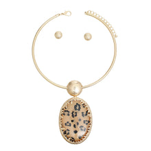 Load image into Gallery viewer, Pendant Necklace Gold Oval Leopard for Women
