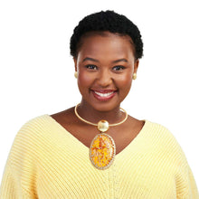 Load image into Gallery viewer, Oval Yellow Confetti Gold Collar
