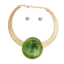 Load image into Gallery viewer, Gold Omega Round Green Resin Set
