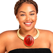 Load image into Gallery viewer, Gold Omega Round Red Resin Set
