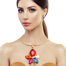 Load image into Gallery viewer, Multi Color Crystal Flower Necklace
