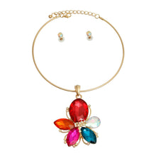 Load image into Gallery viewer, Multi Color Crystal Flower Necklace
