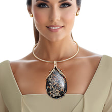 Load image into Gallery viewer, Pendant Necklace Gold Black Teardrop for Women
