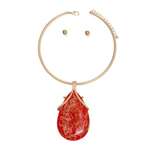 Load image into Gallery viewer, Pendant Necklace Gold Red Teardrop for Women
