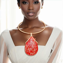 Load image into Gallery viewer, Pendant Necklace Gold Red Teardrop for Women

