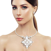 Load image into Gallery viewer, Silver Filigree Crystal Flower Set
