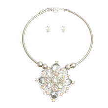 Load image into Gallery viewer, Silver Filigree Crystal Flower Set
