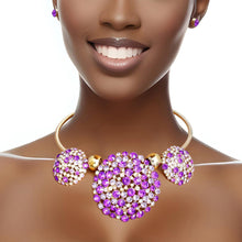 Load image into Gallery viewer, Necklace Gold Purple Crystal Pendant Set for Women

