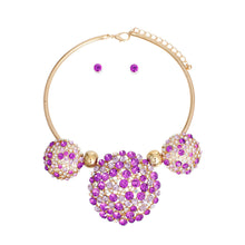 Load image into Gallery viewer, Necklace Gold Purple Crystal Pendant Set for Women
