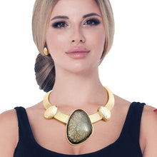 Load image into Gallery viewer, Gold Omega Black Resin Necklace
