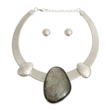 Load image into Gallery viewer, Silver Omega Black Resin Necklace
