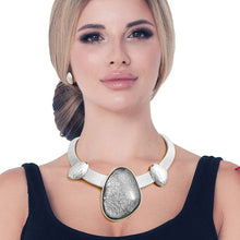 Load image into Gallery viewer, Silver Omega Black Resin Necklace
