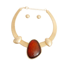 Load image into Gallery viewer, Gold Omega Brown Resin Necklace

