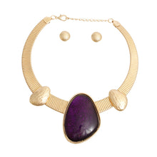 Load image into Gallery viewer, Gold Omega Purple Resin Necklace
