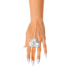 Load image into Gallery viewer, Silver Hammered Heart Stone Ring
