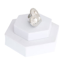 Load image into Gallery viewer, Silver Hammered Heart Stone Ring
