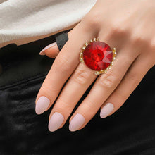 Load image into Gallery viewer, Red Crystal Gold Branch Ring
