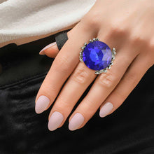 Load image into Gallery viewer, Royal Blue Crystal Silver Branch Ring
