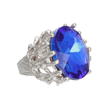 Load image into Gallery viewer, Royal Blue Crystal Silver Branch Ring
