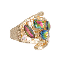 Load image into Gallery viewer, Pink Green Loop Crystal Ring
