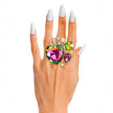 Load image into Gallery viewer, A Full Heart Pink Green Crystal Ring
