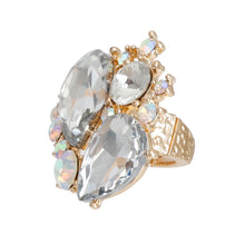 Load image into Gallery viewer, Gold Teardrop Crystals Ring
