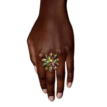 Load image into Gallery viewer, Pink Green Stacked Marquise Flower Ring
