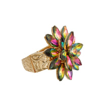 Load image into Gallery viewer, Pink Green Stacked Marquise Flower Ring
