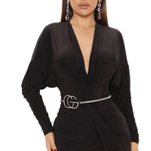 Load image into Gallery viewer, Silver Bling Off-Center GG Belt
