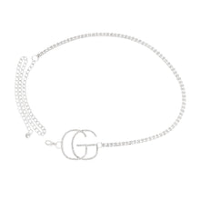 Load image into Gallery viewer, Silver Bling Off-Center GG Belt
