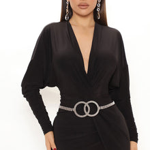 Load image into Gallery viewer, Silver Embellished Double Circle Chain Belt

