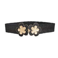 Load image into Gallery viewer, Stretch Belt Raffia Black Flower for Women
