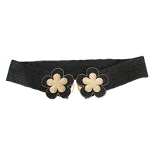 Load image into Gallery viewer, Stretch Belt Raffia Black Flower for Women

