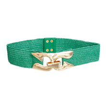 Load image into Gallery viewer, Stretch Belt Raffia Green Horseshoe  for Women
