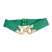 Load image into Gallery viewer, Stretch Belt Raffia Green Horseshoe  for Women
