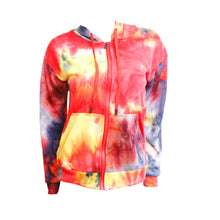 Load image into Gallery viewer, Small Red Tie Dye Zip Hoodie
