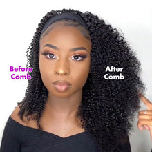Load image into Gallery viewer, Kinky Curly Headband Wigs Human Hair Wigs 150% Density Virgin Hair Natural Black
