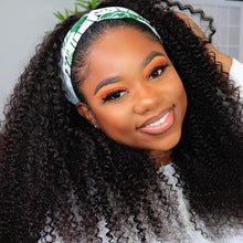 Load image into Gallery viewer, Kinky Curly Headband Wigs Human Hair Wigs 150% Density Virgin Hair Natural Black
