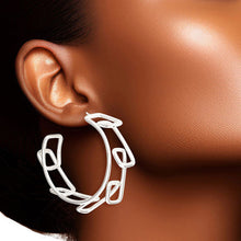 Load image into Gallery viewer, Hoop 14k White Gold Medium Geo Wire Earrings for Women

