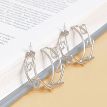 Load image into Gallery viewer, Hoop 14k White Gold Medium Geo Wire Earrings for Women
